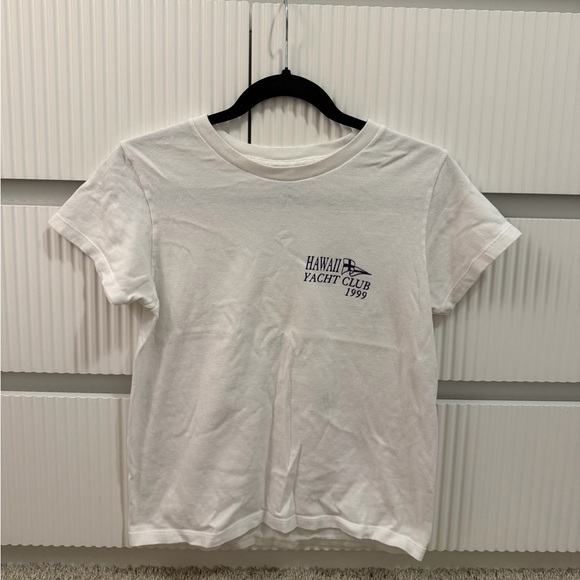 Brandy Melville Tops - Brandy Melville White Tee with Navy Print